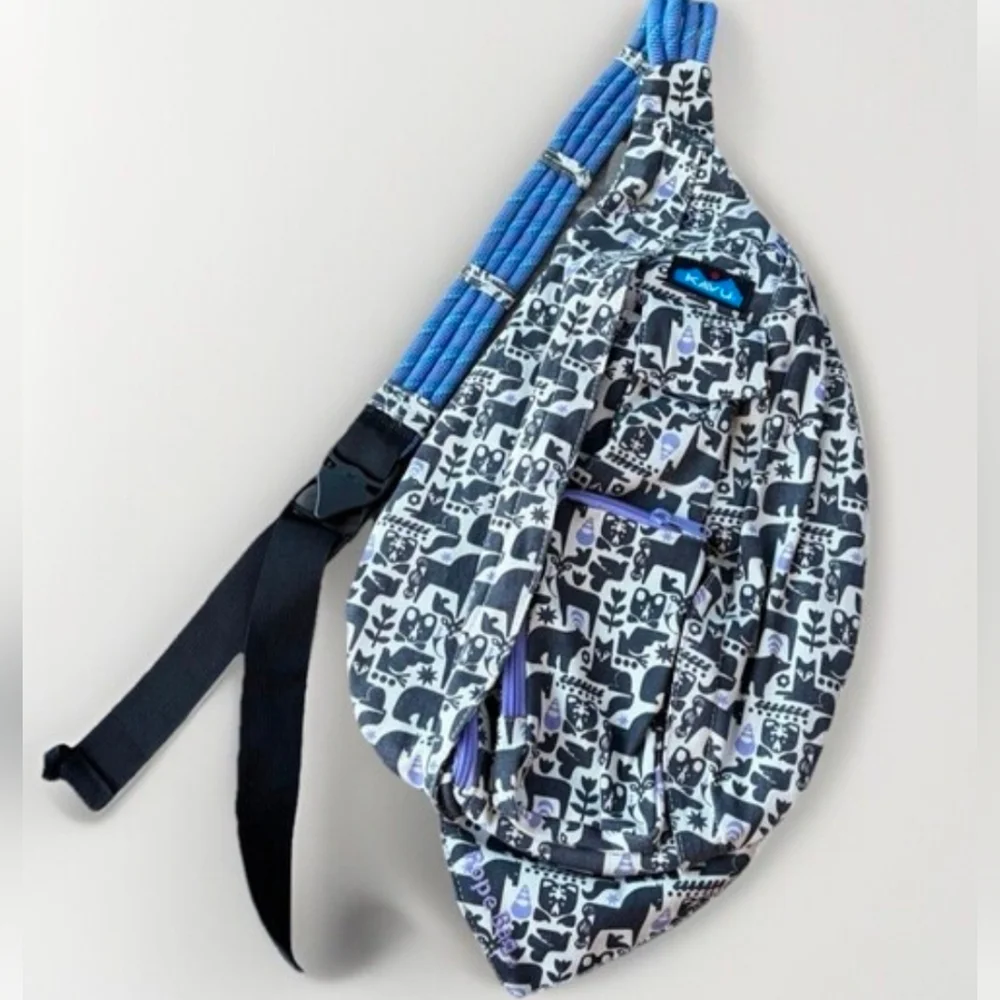 KAVU Rope Bag, Cozy Critters (Purple/Black/White) NWOT *FIRM* - Picture 2 of 9